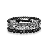 3 Piece Multi-layer Leather Beaded Charm Bracelet