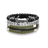 3 Piece Multi-layer Leather Beaded Charm Bracelet