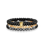 3 Piece Multi-layer Leather Beaded Charm Bracelet