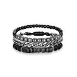 3 Piece Multi-layer Leather Beaded Charm Bracelet